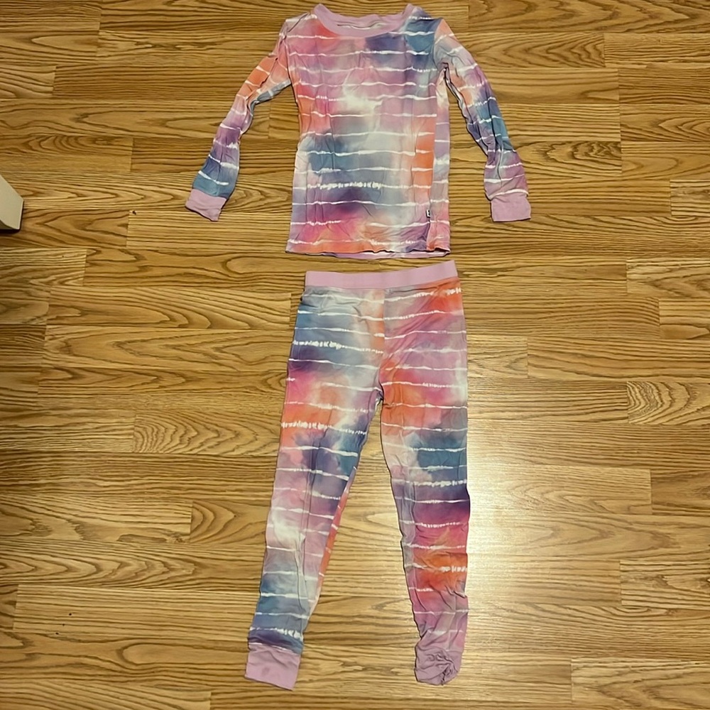 Little sleepies pink and purple tie dye long sleeve pajama set